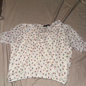 Flower White Blouse